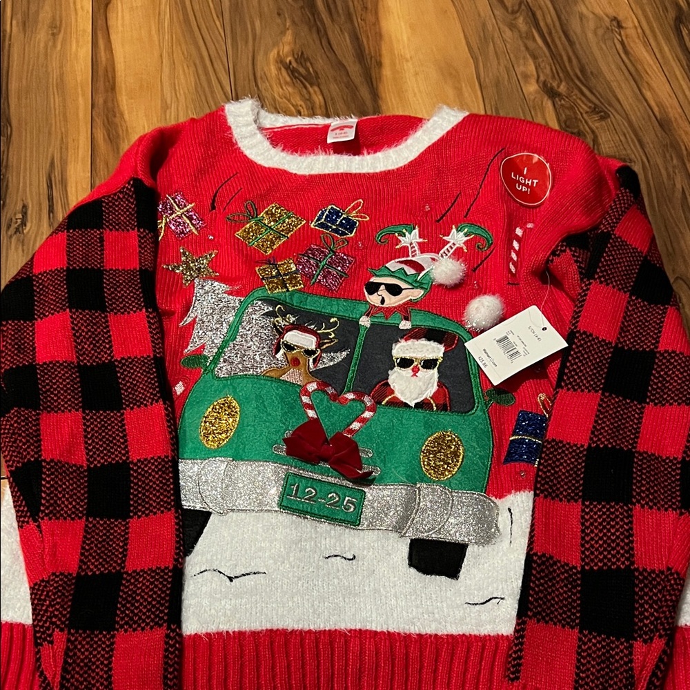 Festive Red and Black Christmas Sweater